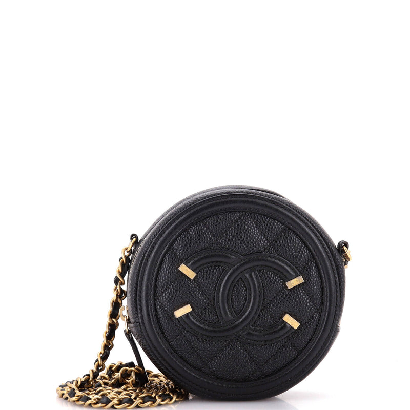 Chanel Filigree Round Clutch With Chain