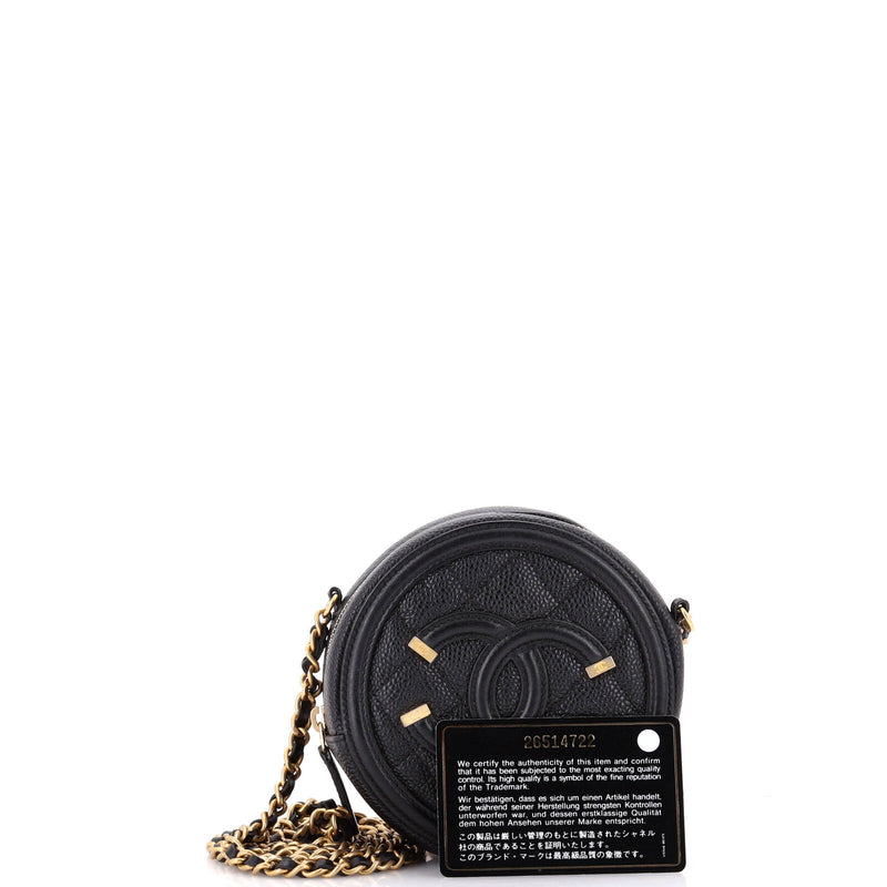 Chanel Filigree Round Clutch With Chain