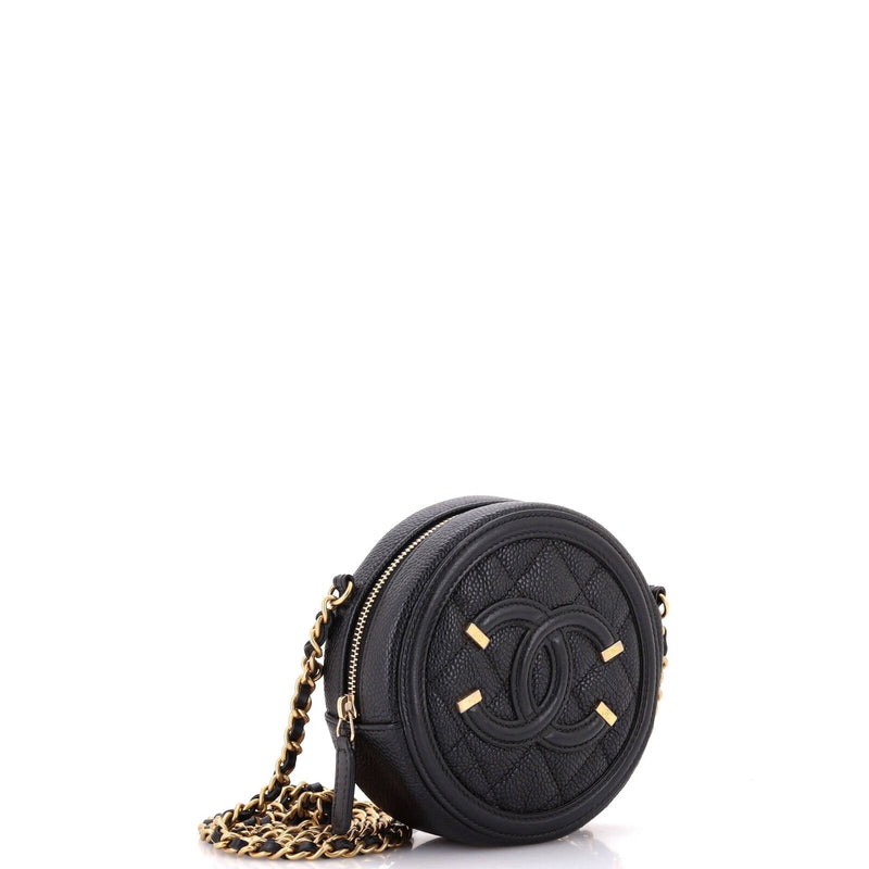 Chanel Filigree Round Clutch With Chain