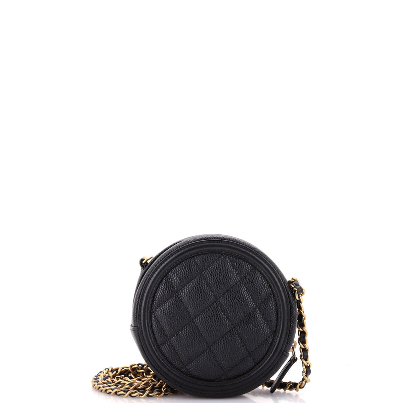 Chanel Filigree Round Clutch With Chain