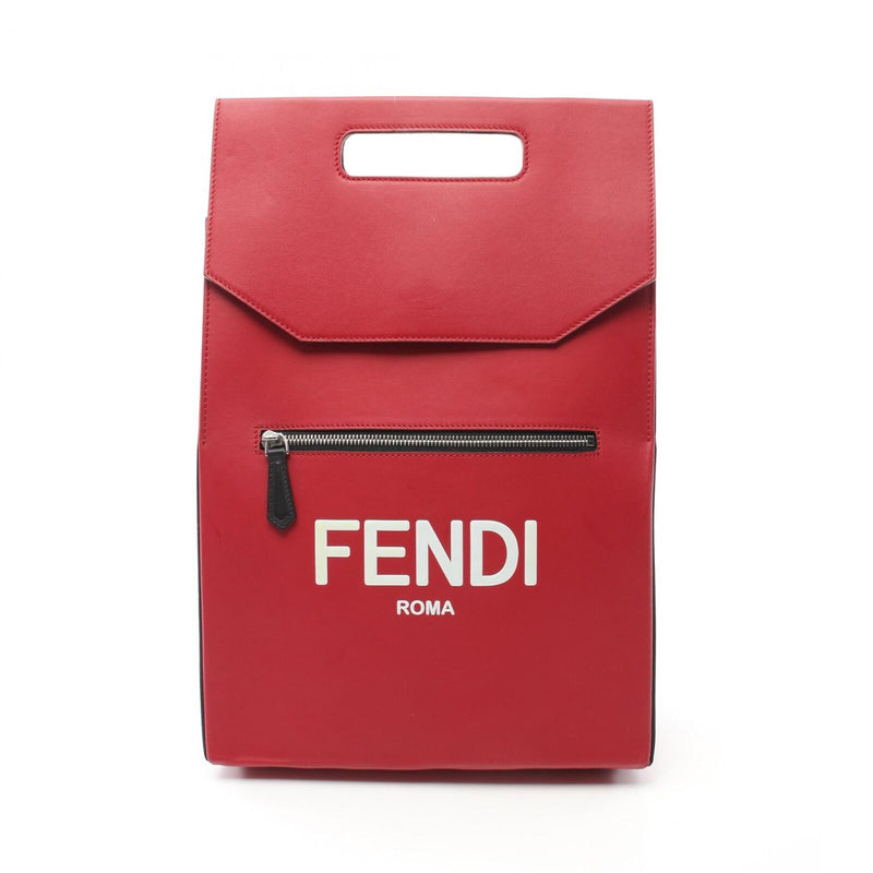 Fendi Roma Rucksack Backpack Leather Red