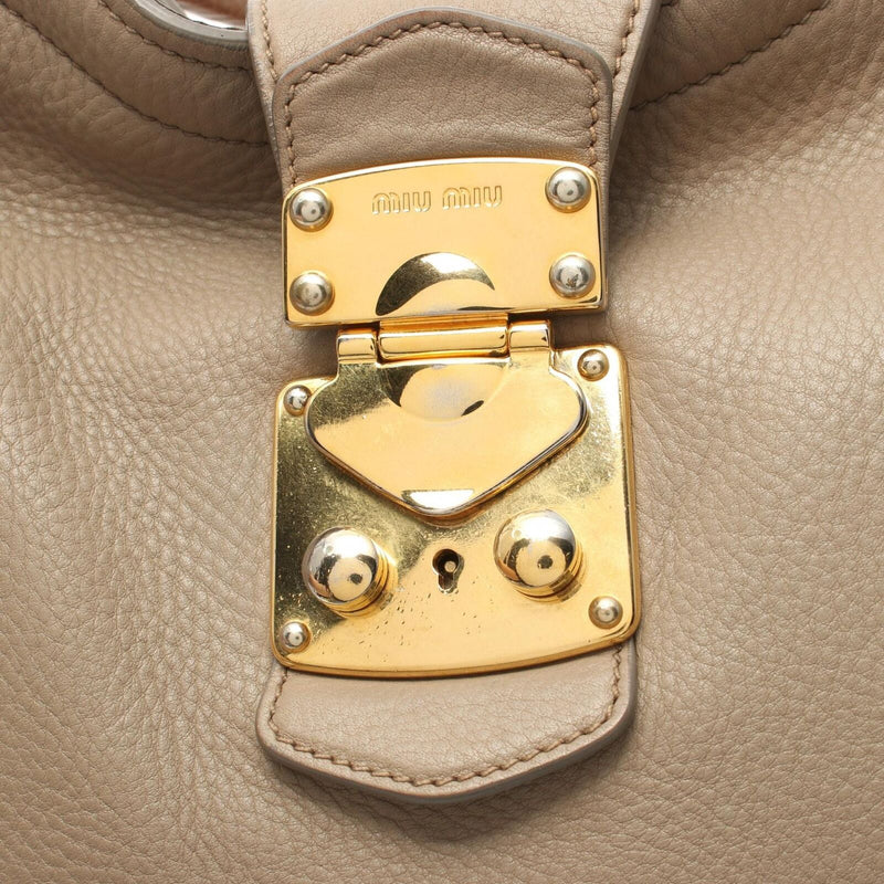 Miu Shoulder Bag Leather Beige