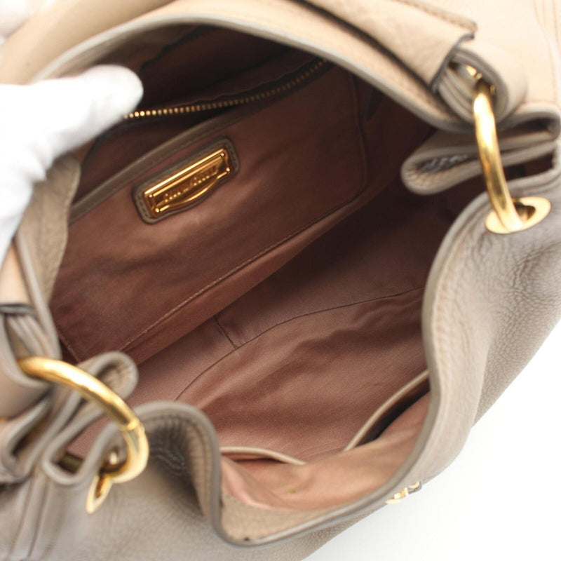 Miu Shoulder Bag Leather Beige