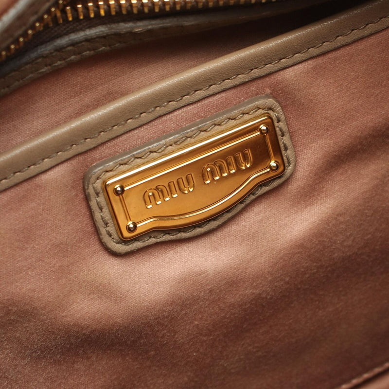 Miu Shoulder Bag Leather Beige