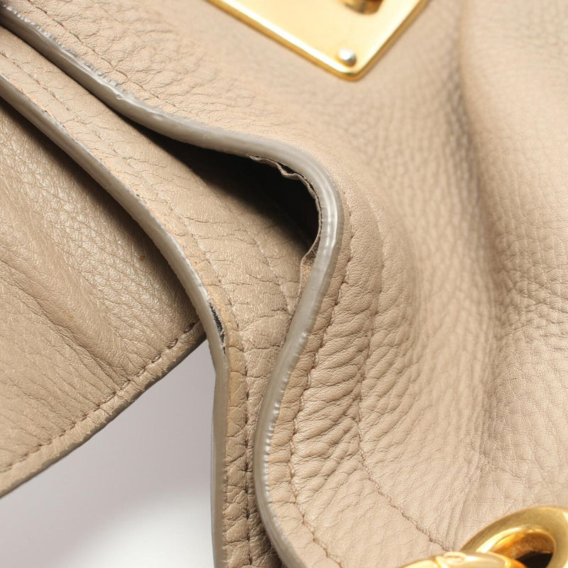 Miu Shoulder Bag Leather Beige