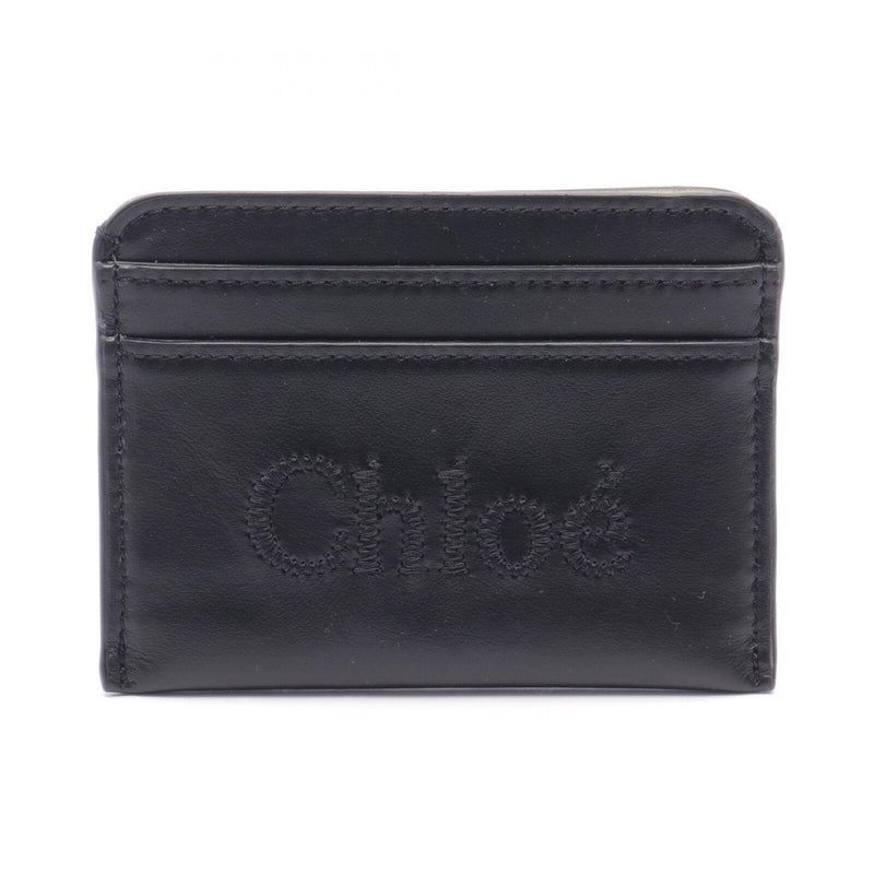 Chloe Card Case Holder Leather Black