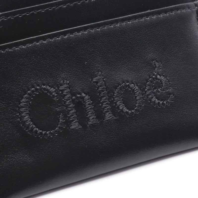 Chloe Card Case Holder Leather Black