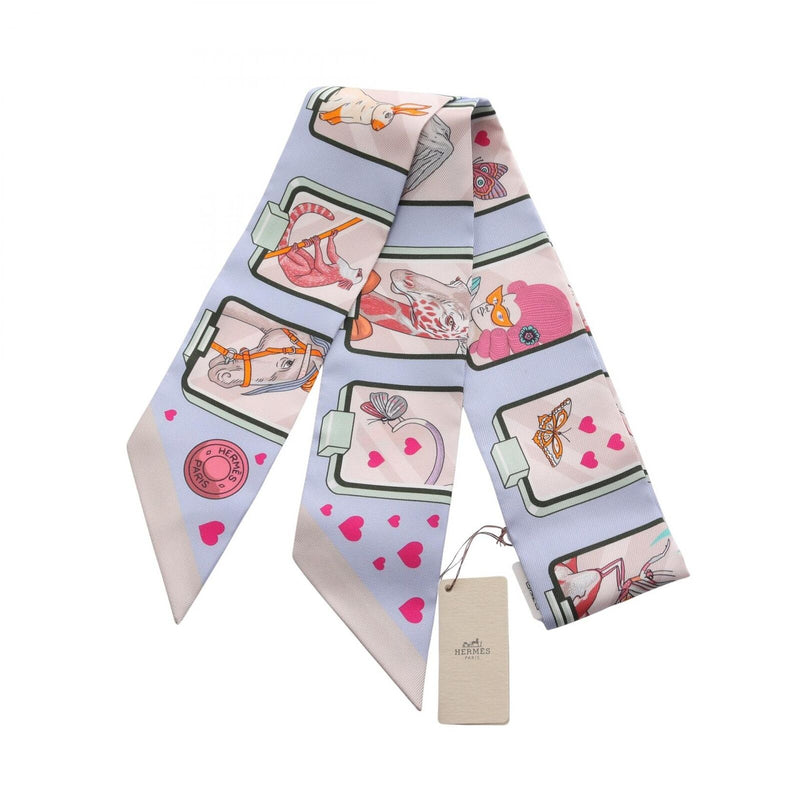 Hermes Twilly Story Ribbon Scarf Silk