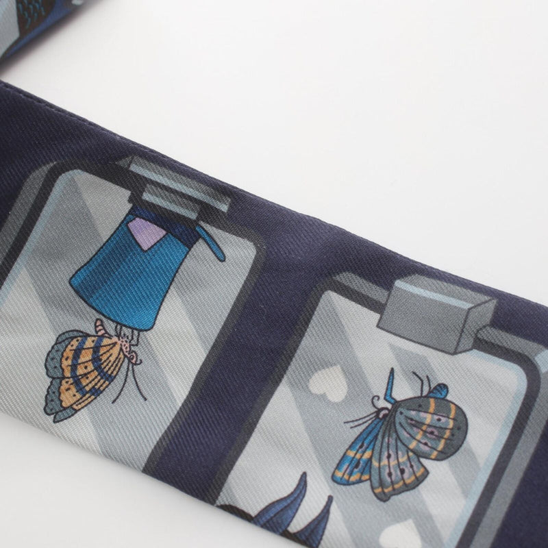 Hermes Twilly Story Scarf Silk Navy