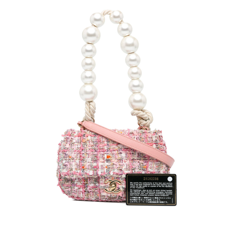 Chanel Mini Pearl Handle Flap Pink