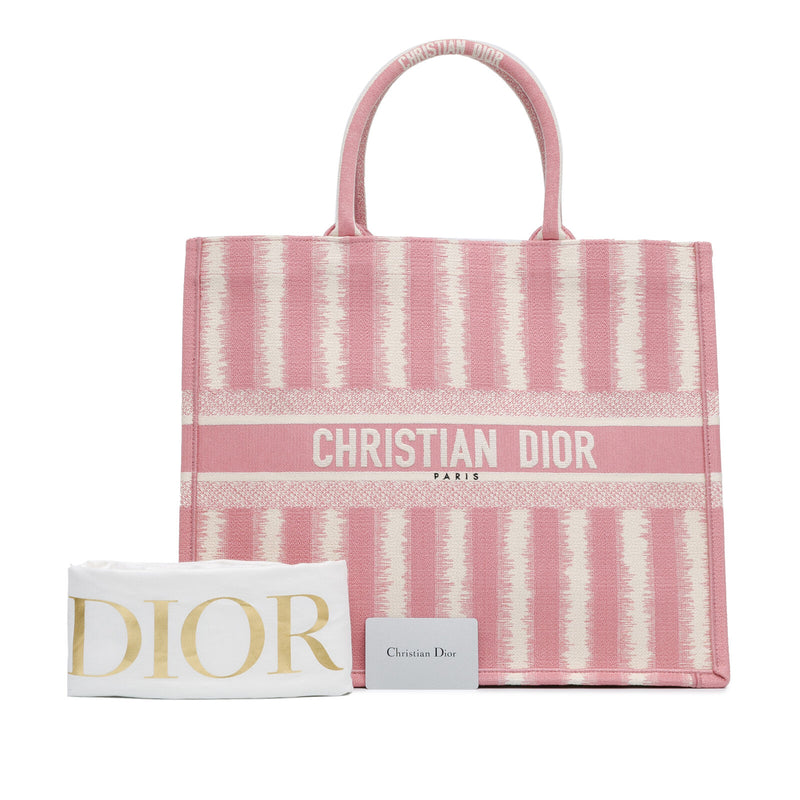 Dior Large Striped Book Tote Pink