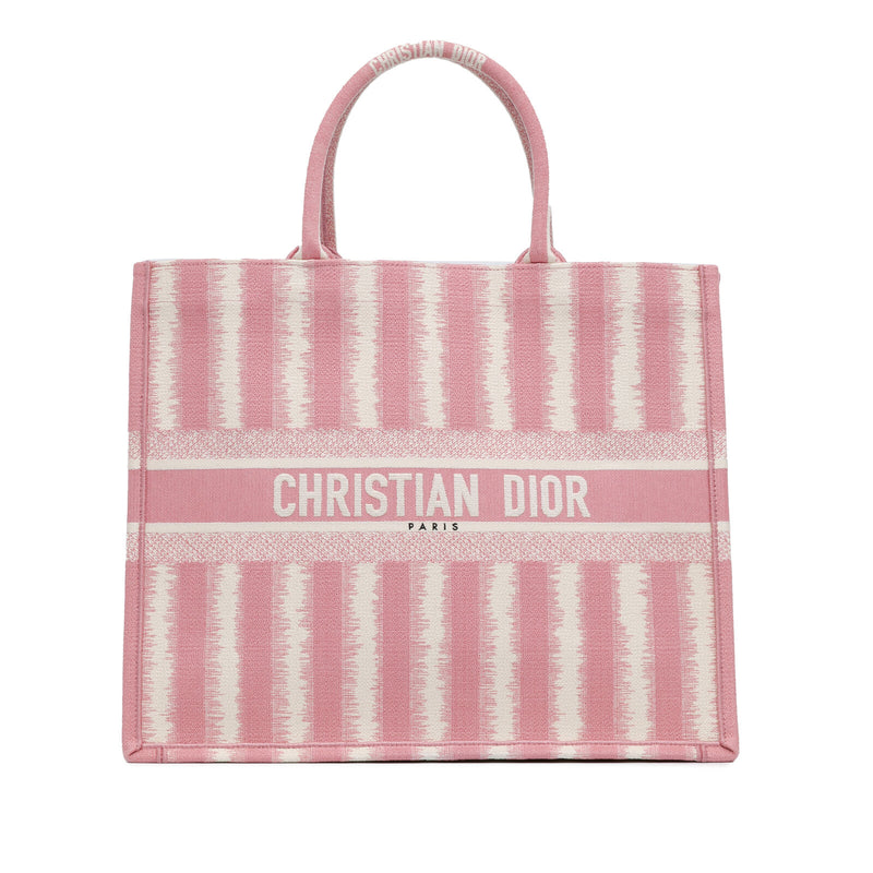 Dior Large Striped Book Tote Pink