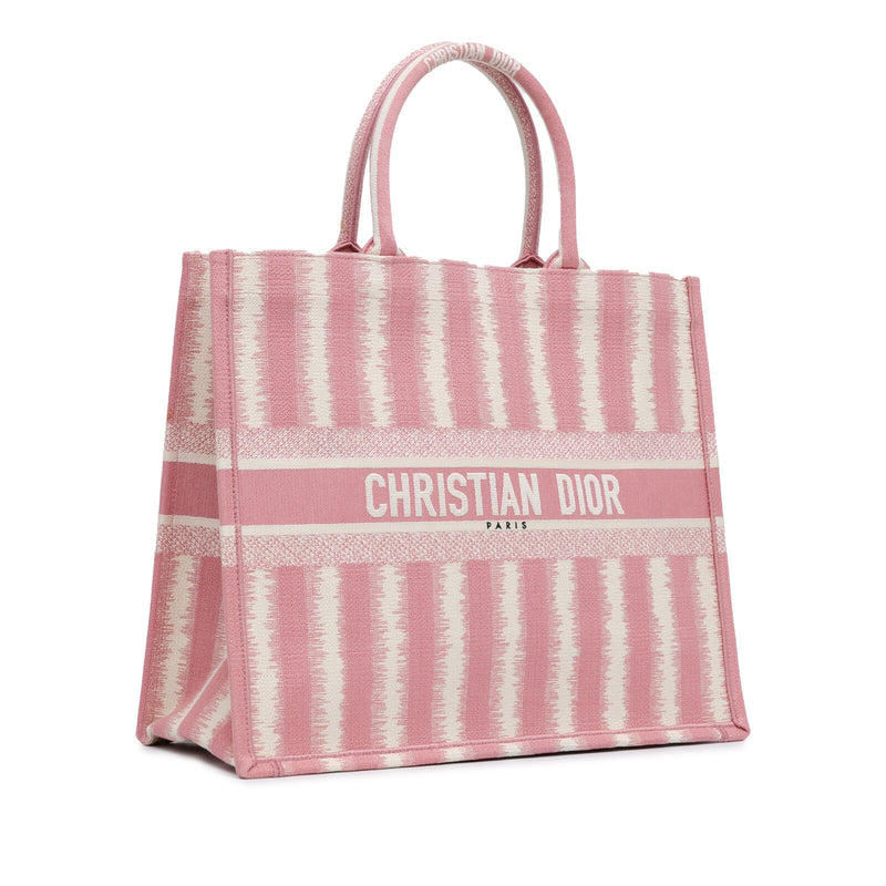 Dior Large Striped Book Tote Pink