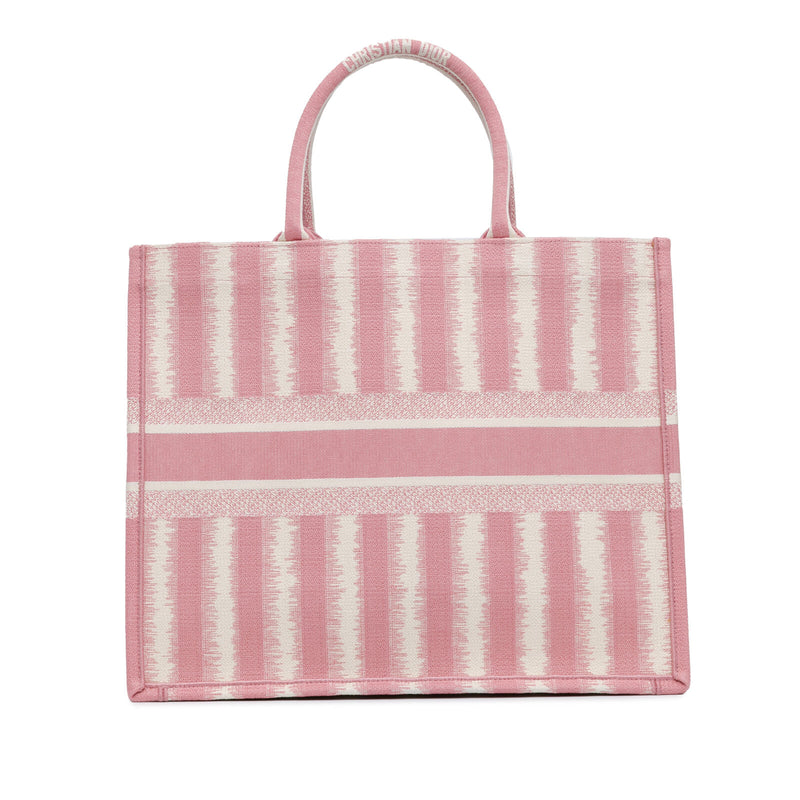 Dior Large Striped Book Tote Pink