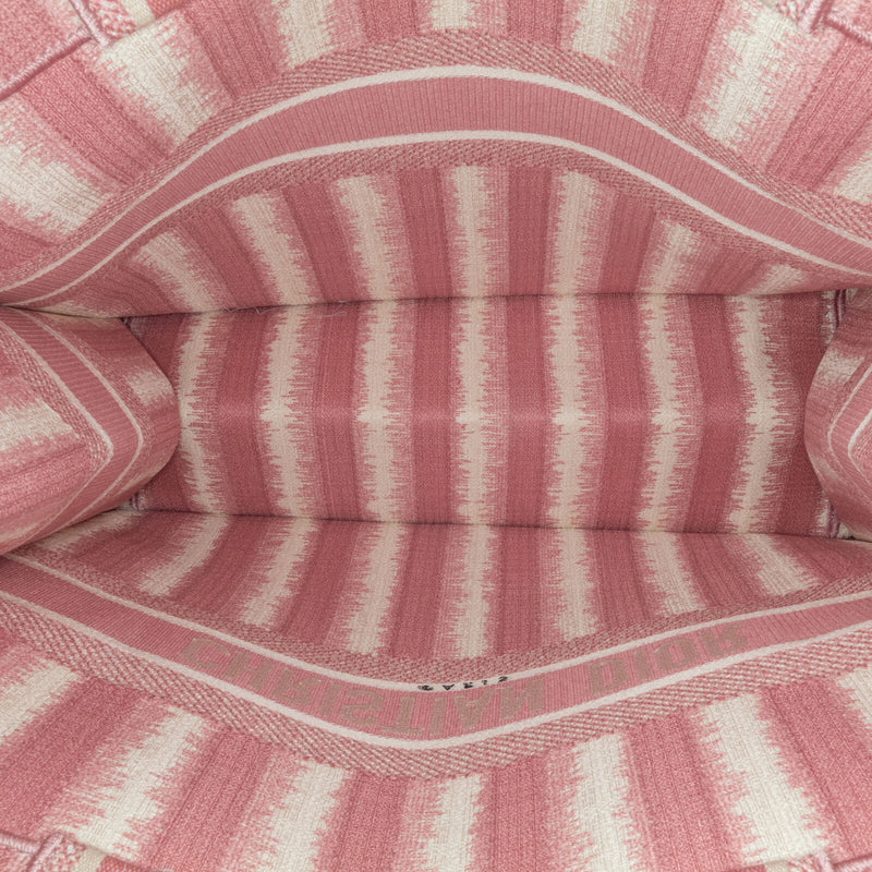 Dior Large Striped Book Tote Pink