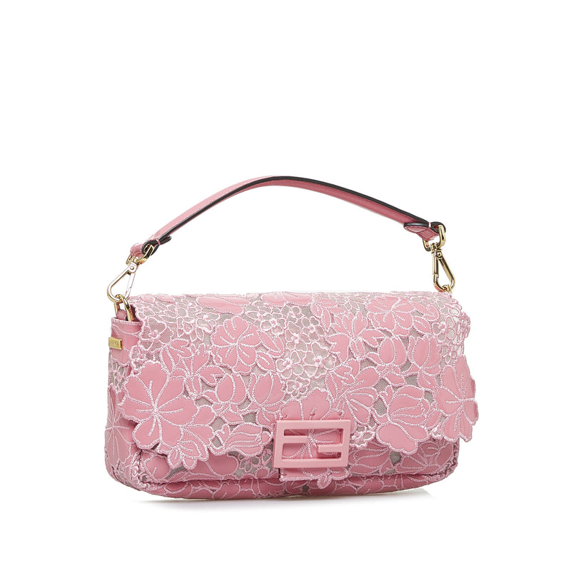 Fendi Embroidered Lace Baguette