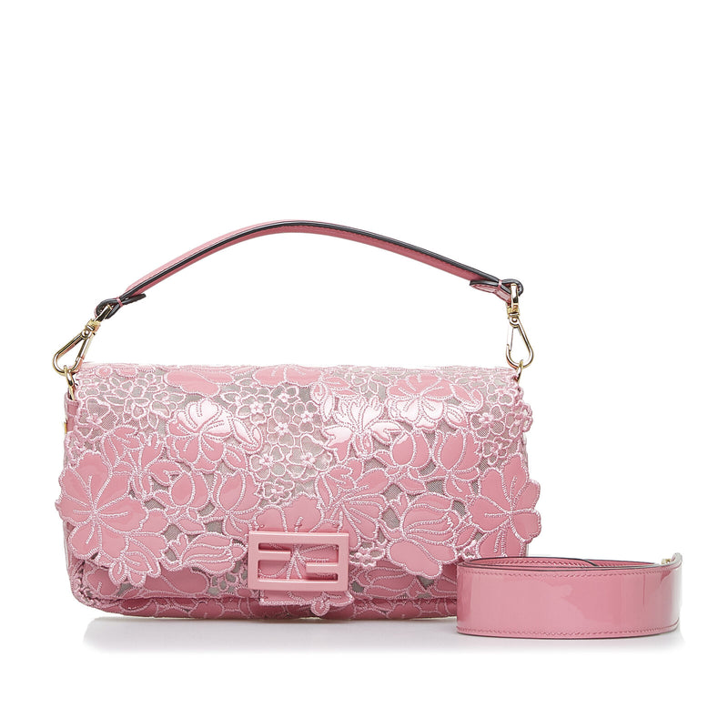 Fendi Embroidered Lace Baguette