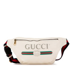 Gucci Logo White Calf Leather Belt