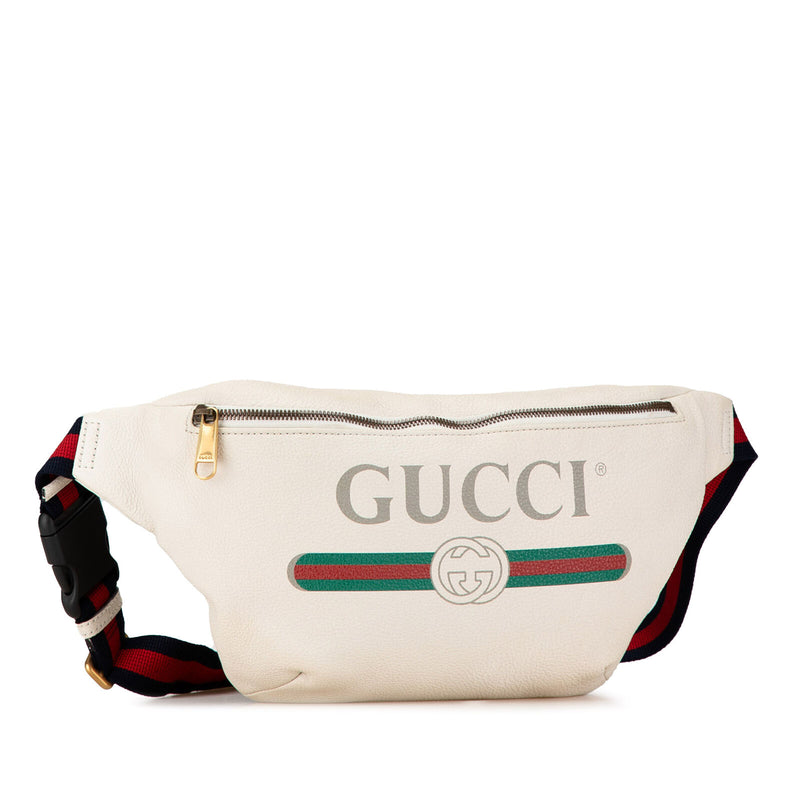 Gucci Logo White Calf Leather Belt