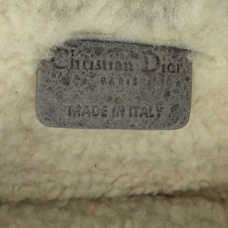 Dior Medium Shearling Saddle Gray