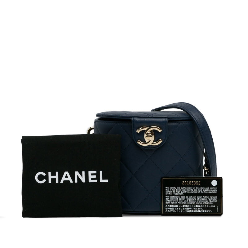 Chanel Cc Round Blue Dark Lambskin