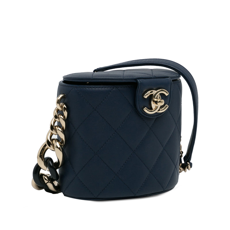 Chanel Cc Round Blue Dark Lambskin