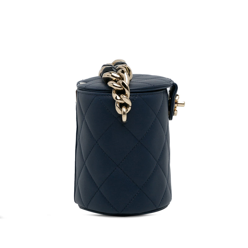 Chanel Cc Round Blue Dark Lambskin