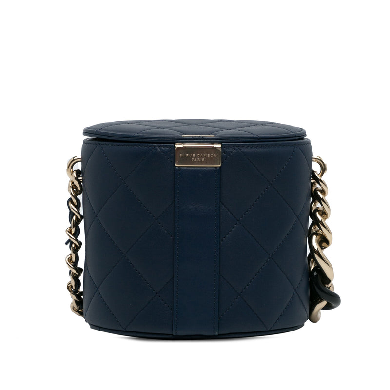 Chanel Cc Round Blue Dark Lambskin