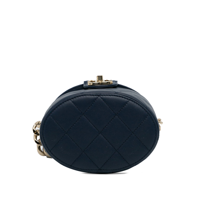 Chanel Cc Round Blue Dark Lambskin