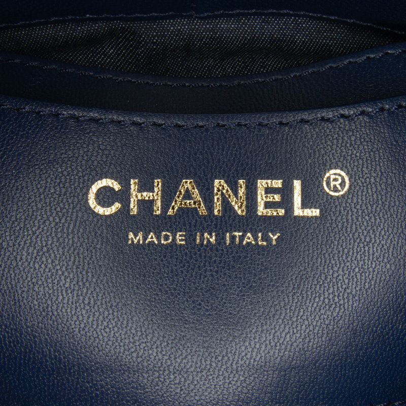 Chanel Cc Round Blue Dark Lambskin