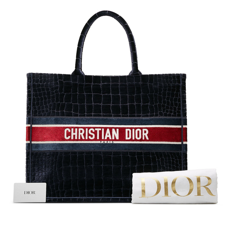 Dior Large Embossed Book Tote Blue