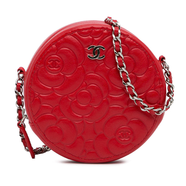 Chanel Camellia Round Crossbody Red