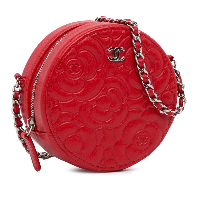 Chanel Camellia Round Crossbody Red