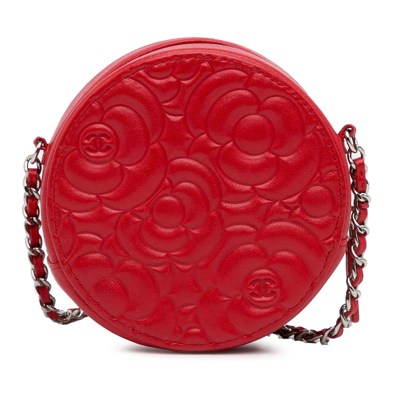 Chanel Camellia Round Crossbody Red