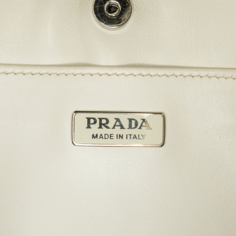 Prada Spazzolato Cleo White Calf