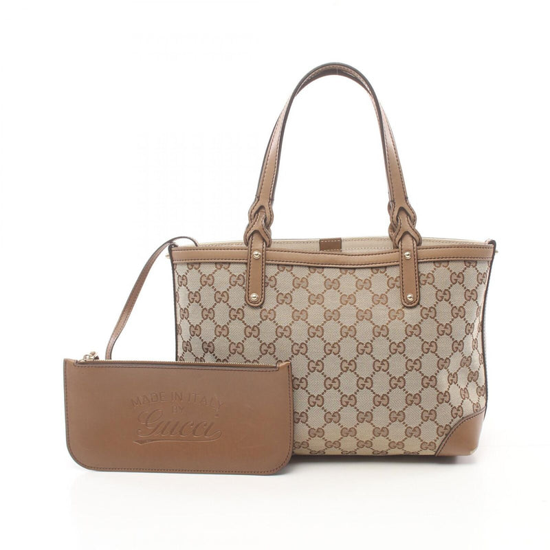 Gucci Gg Canvas Hand Tote Bag Leather