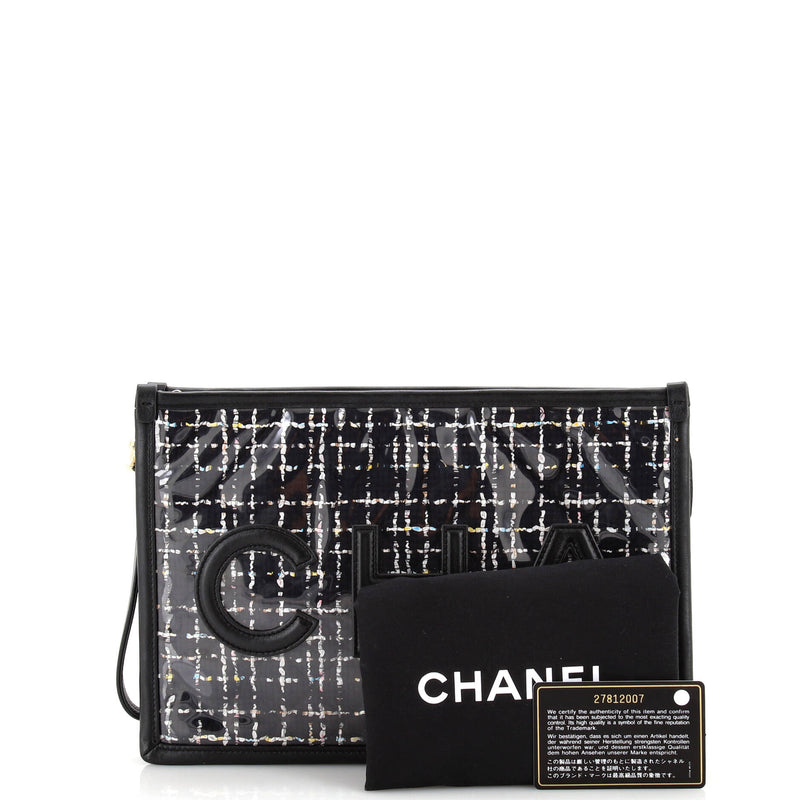 Chanel Logo Wristlet Clutch Pvc Over