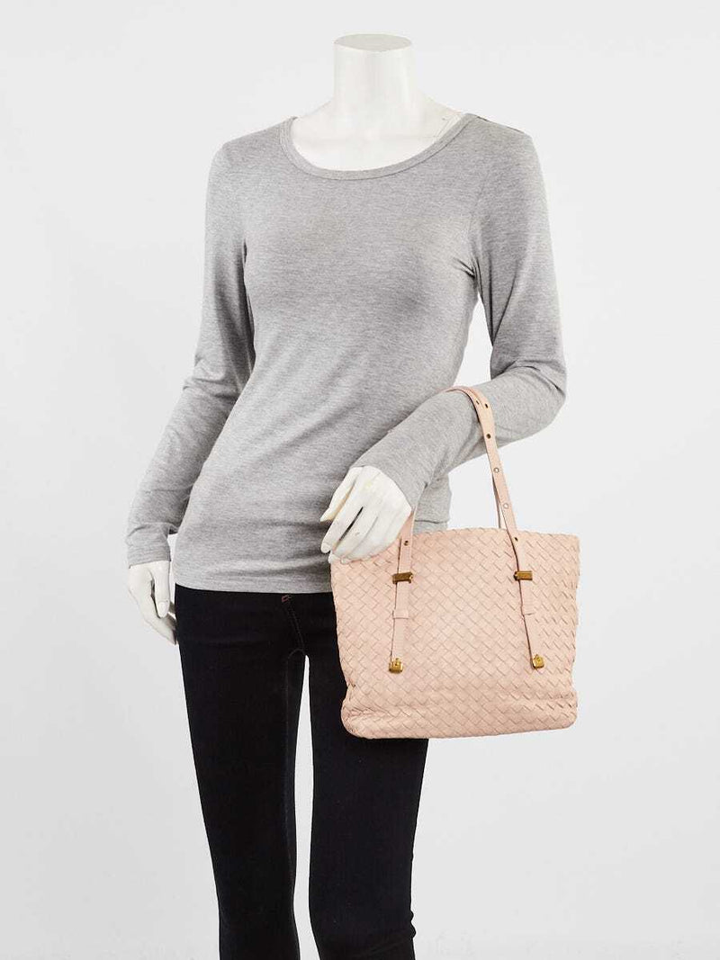 Bottega Veneta Pink Intrecciato Leather