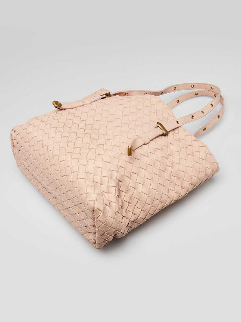 Bottega Veneta Pink Intrecciato Leather