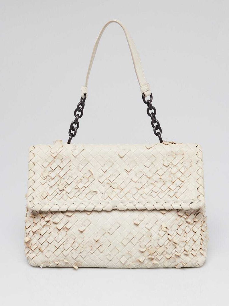 Bottega Veneta White Intrecciato Tobu