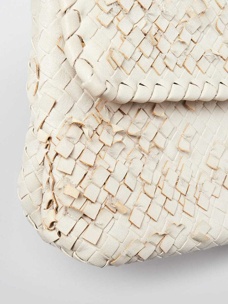 Bottega Veneta White Intrecciato Tobu