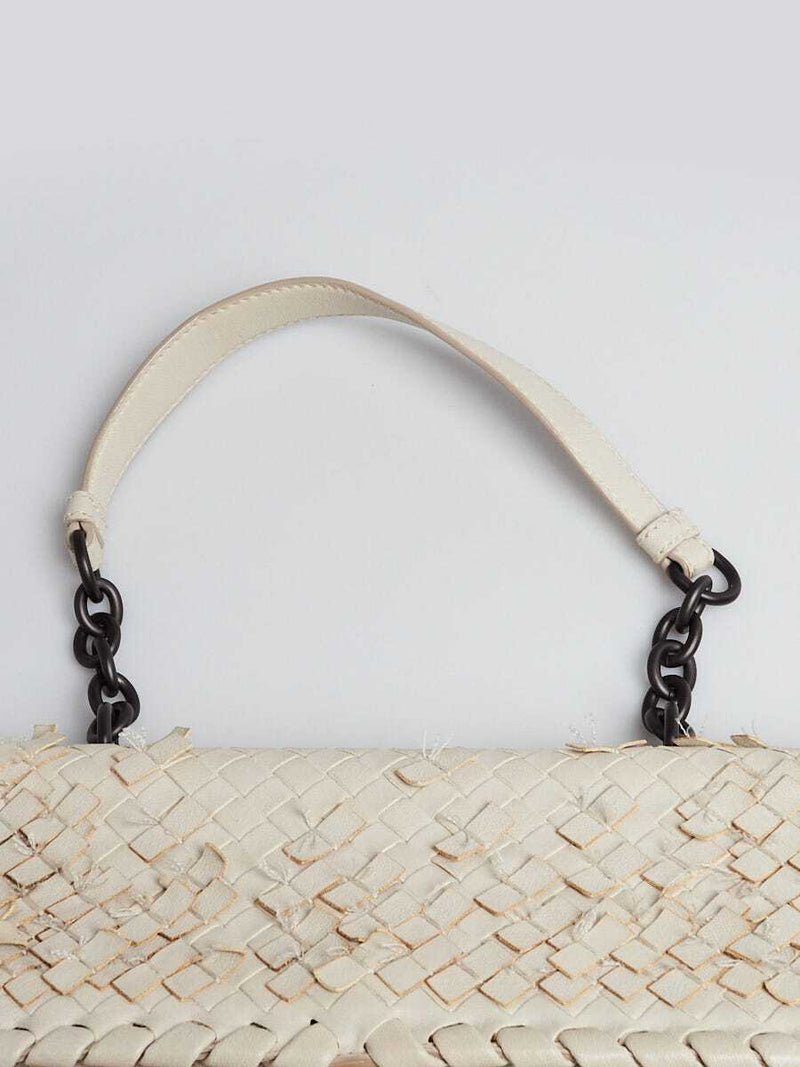 Bottega Veneta White Intrecciato Tobu