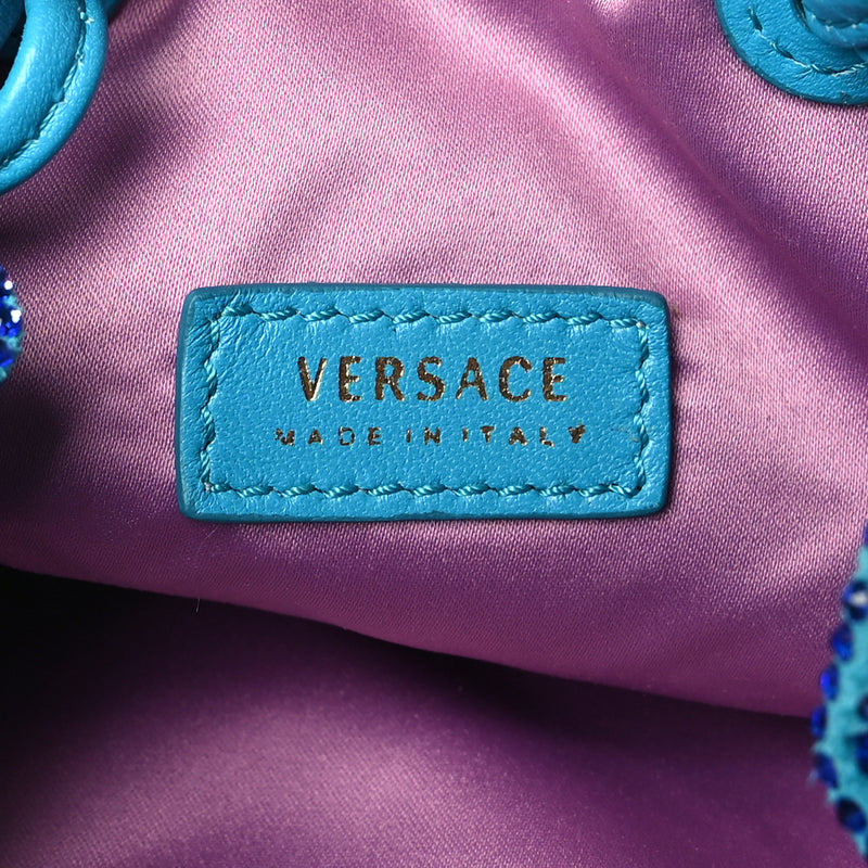 Versace Suede Crystal Pouch Blue