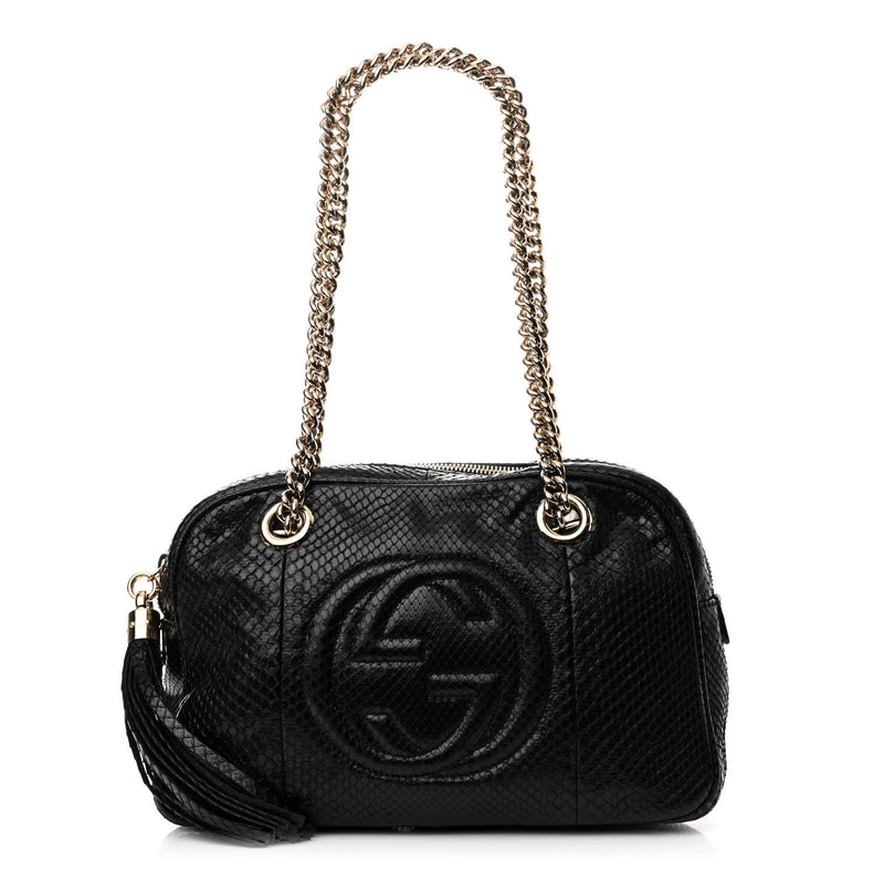 Gucci Snakeskin Small Soho Bowler Black