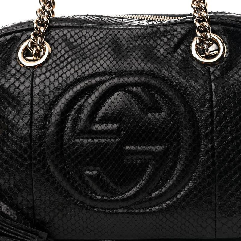 Gucci Snakeskin Small Soho Bowler Black