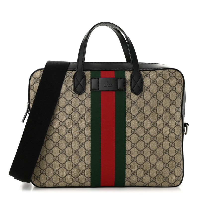 Gucci Gg Supreme Web Briefcase Black