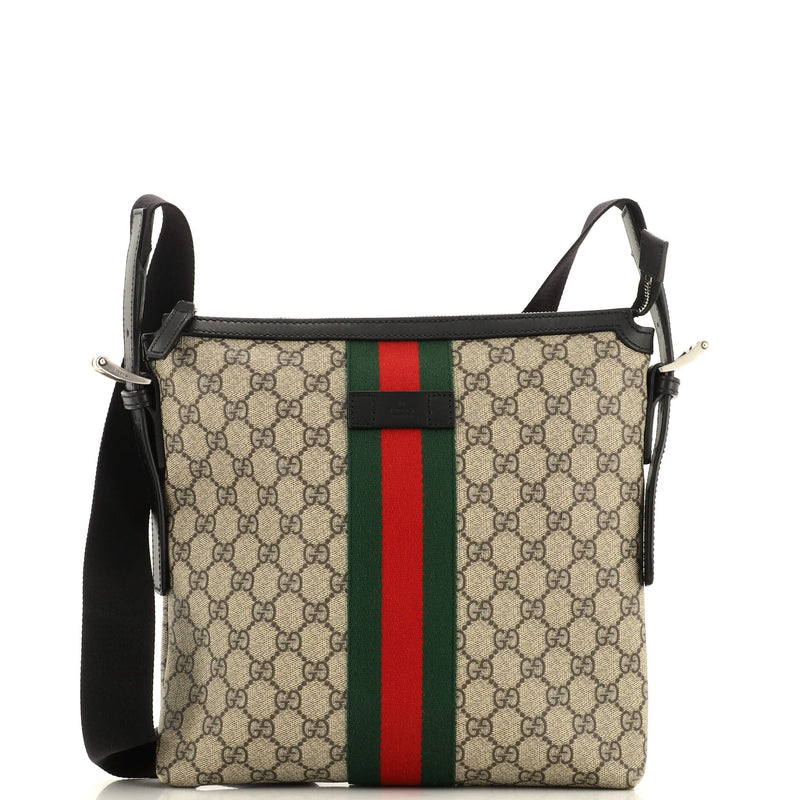 Gucci Web Messenger Bag Gg Coated Canvas