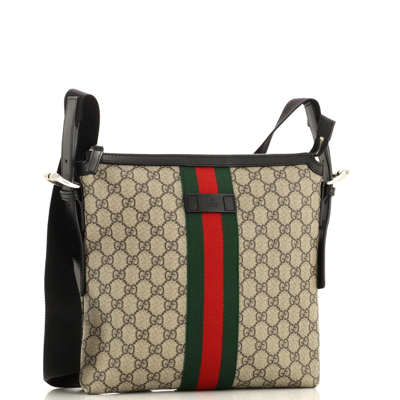 Gucci Web Messenger Bag Gg Coated Canvas