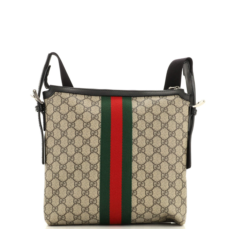 Gucci Web Messenger Bag Gg Coated Canvas