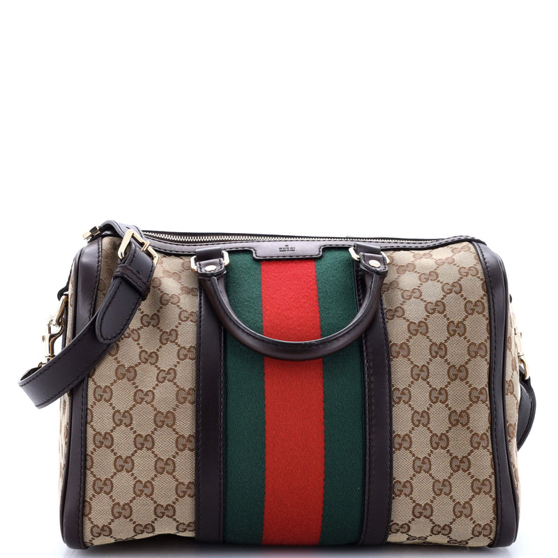 Gucci Vintage Web Boston Bag Gg Canvas